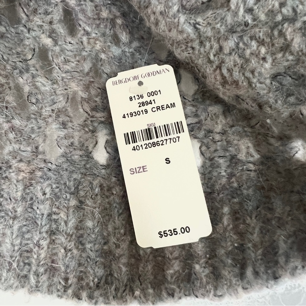 Isabel Marant Etoile grey beige textured open knit crew neck wool blend sweater - Picture 5 of 11